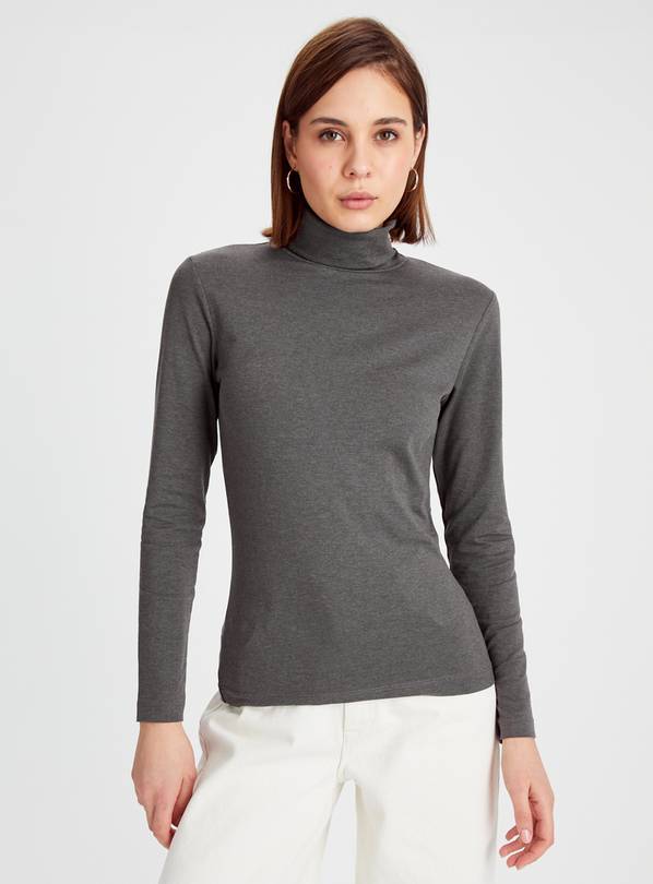 Grey roll neck top best sale