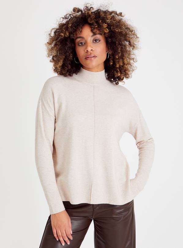 Oatmeal Soft Touch High Neck Jumper 16