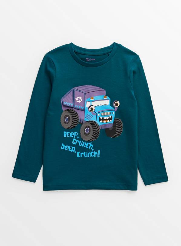 Green Recycling Truck Long Sleeve Top 1-1.5 years