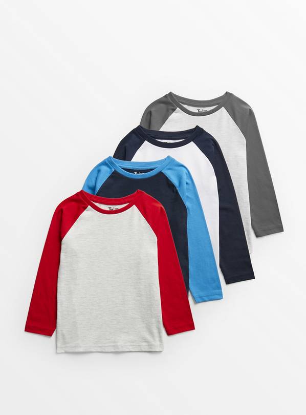 Pack of 4] Raglan 2 colors button Full sleeves T shirts for men and women  Random Colors