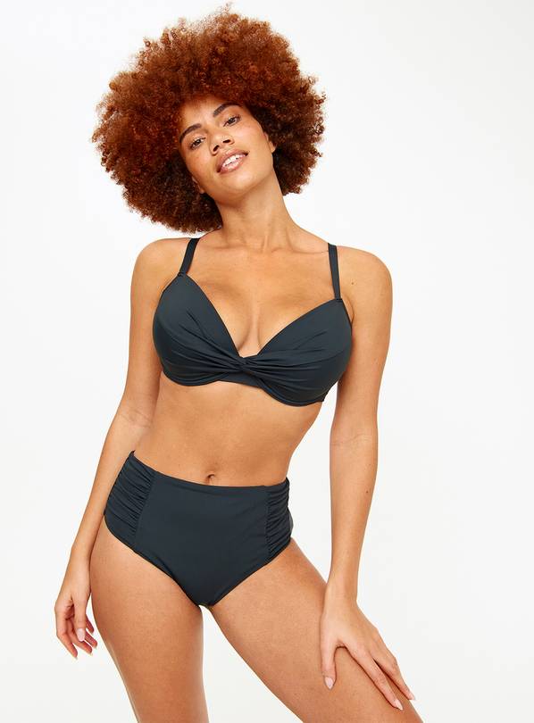 DD+ Black Twist Underwired  Bikini Top  34G