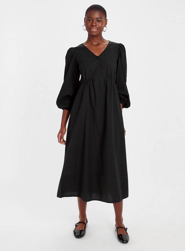 TEXTURED MIDI DRESS - Black