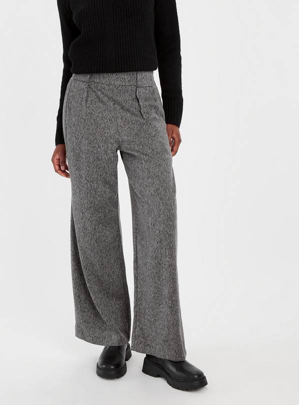 Grey Salt & Pepper Wide Leg Trousers 14R