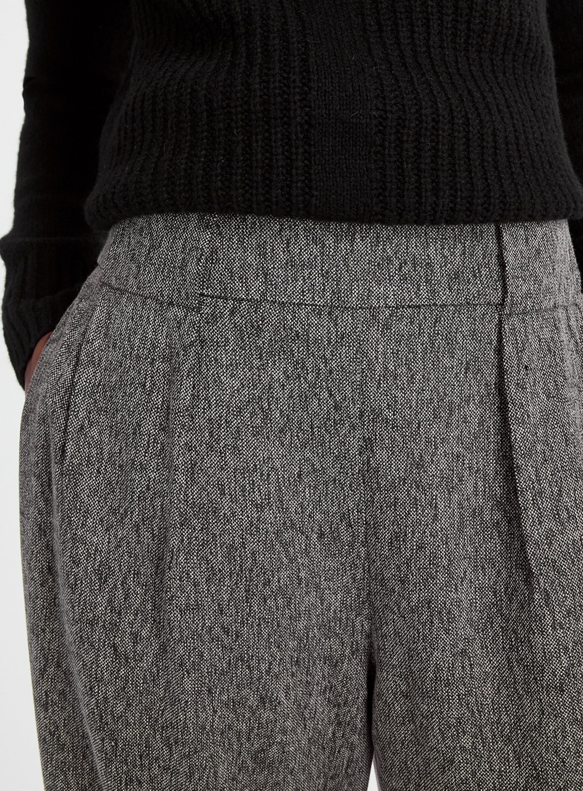 Grey Salt & Pepper Wide Leg Trousers 12R - Image 3 thumbnail