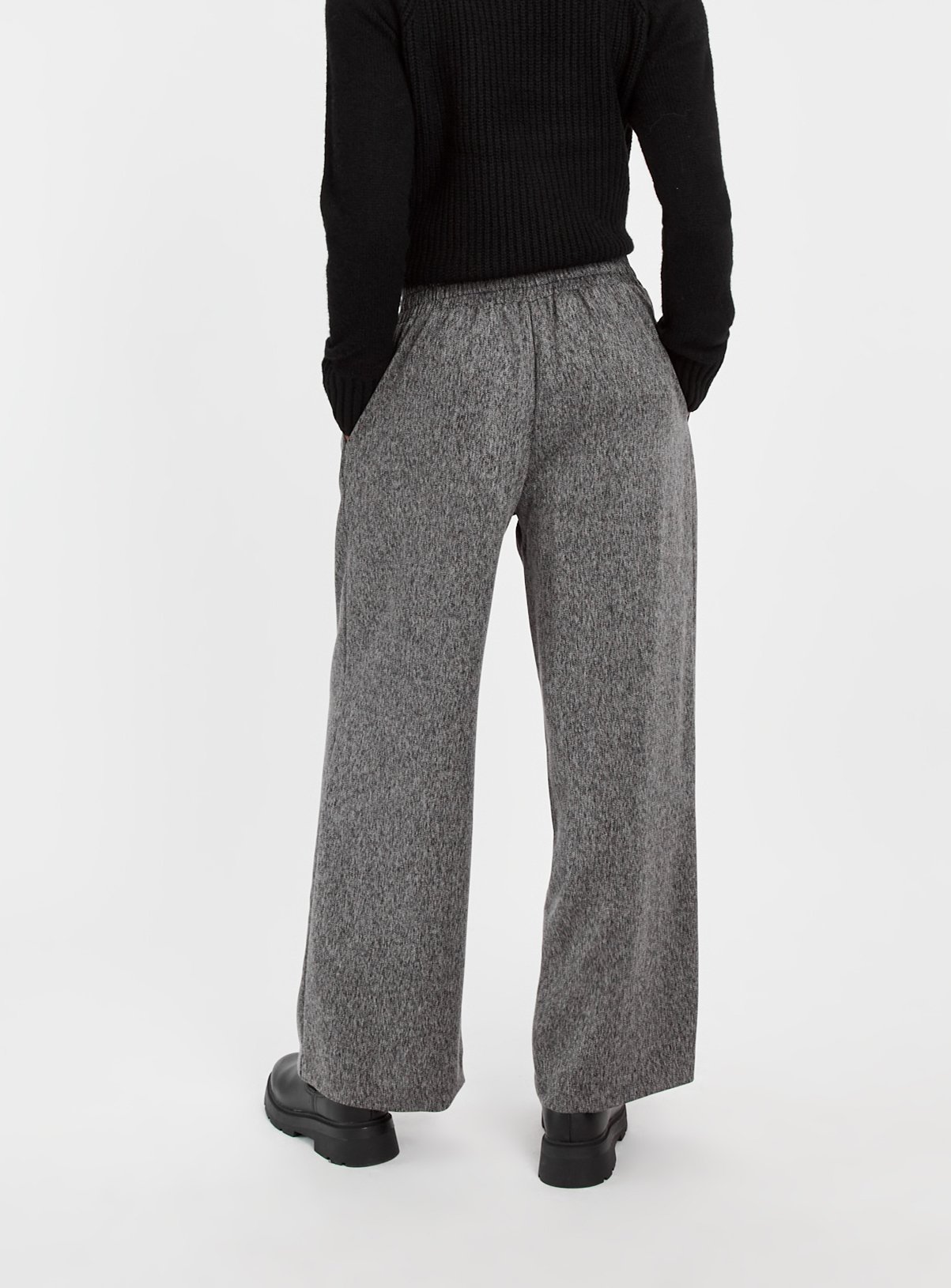 Grey Salt & Pepper Wide Leg Trousers 12R - Image 4 thumbnail