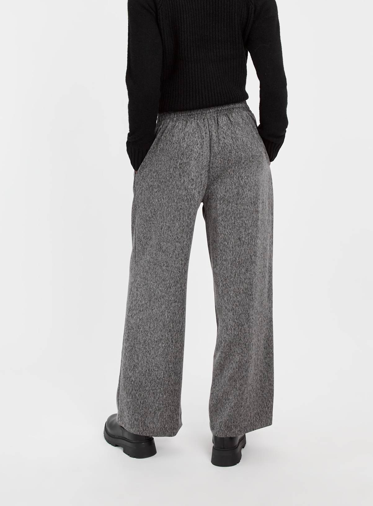 Grey Salt & Pepper Wide Leg Trousers 12R - Image 4