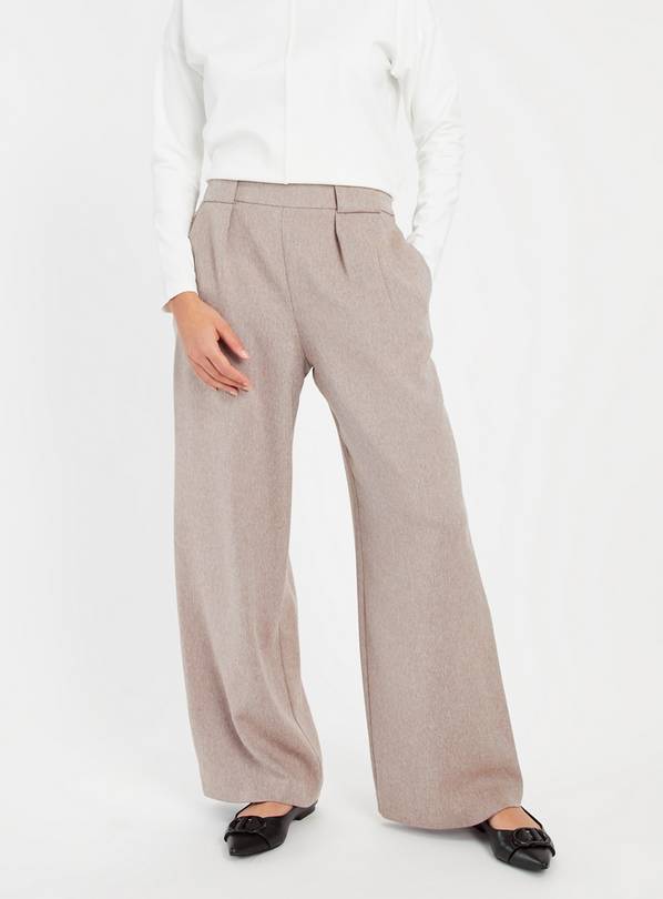 Neutral Salt & Pepper Wide Leg Trousers  8R