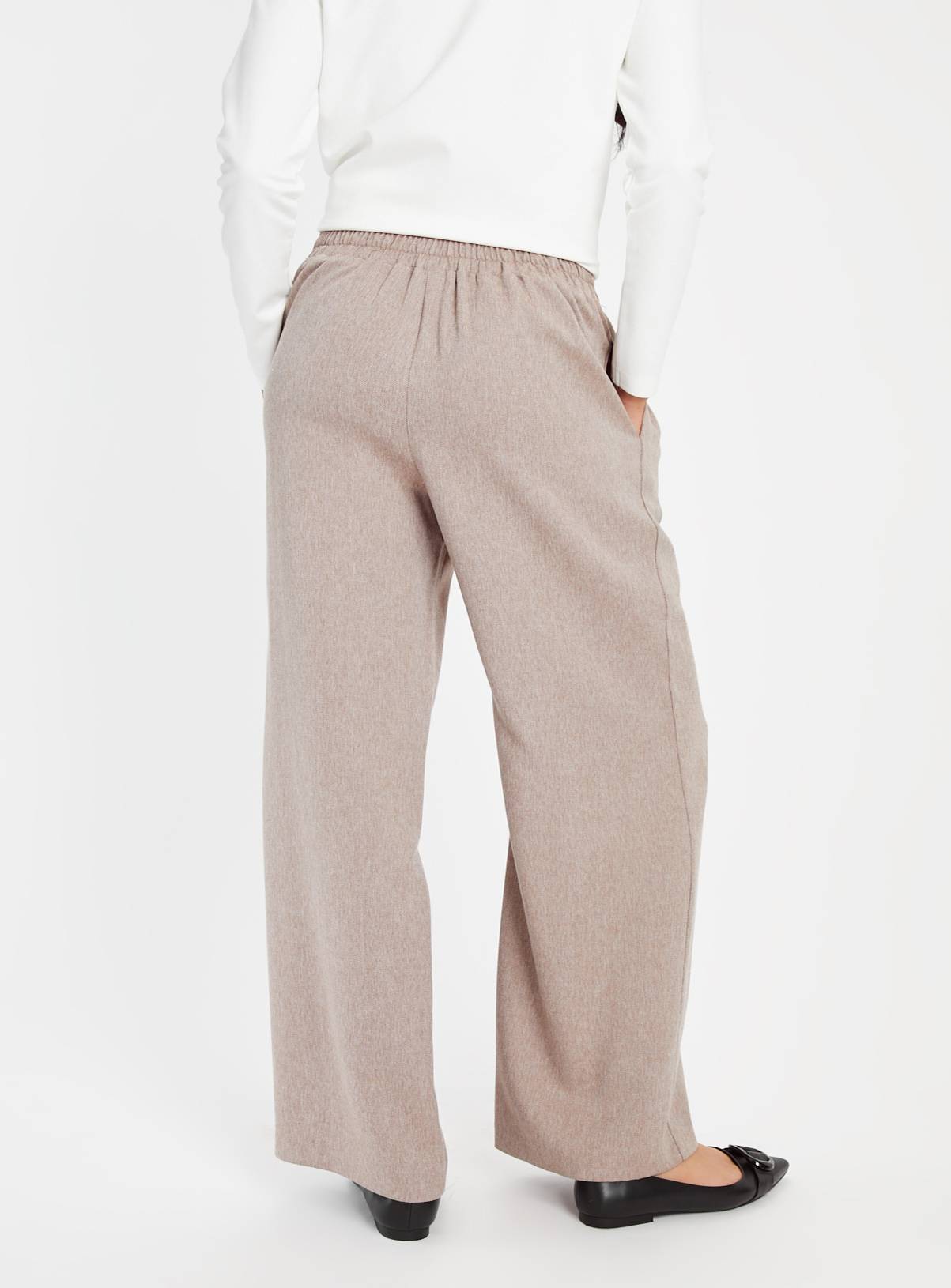 Neutral Salt & Pepper Wide Leg Trousers  8R - Image 4