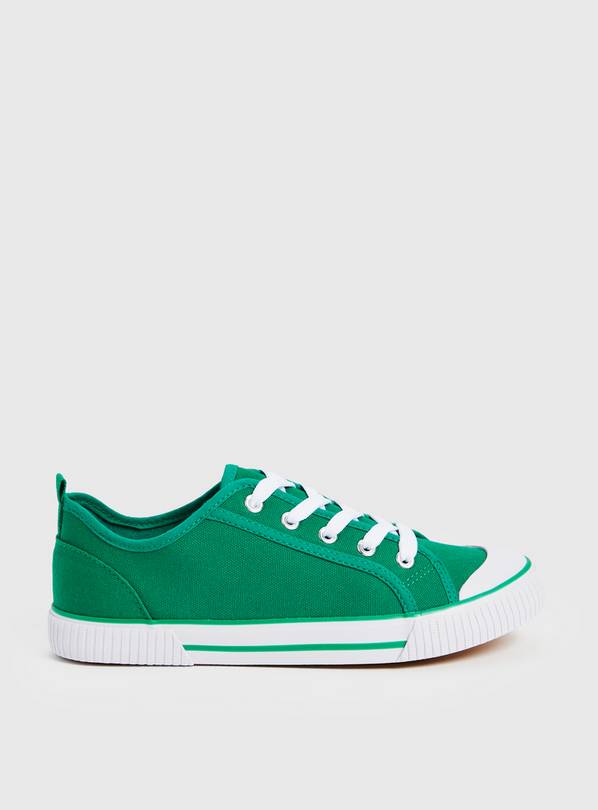 Green Eyelet Canvas Lace Up Trainers  6