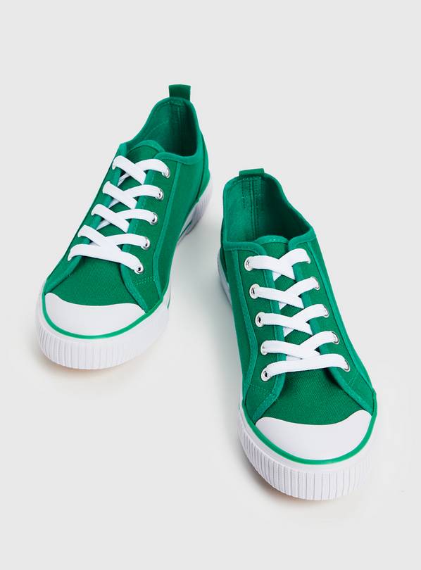 Green store canvas trainers