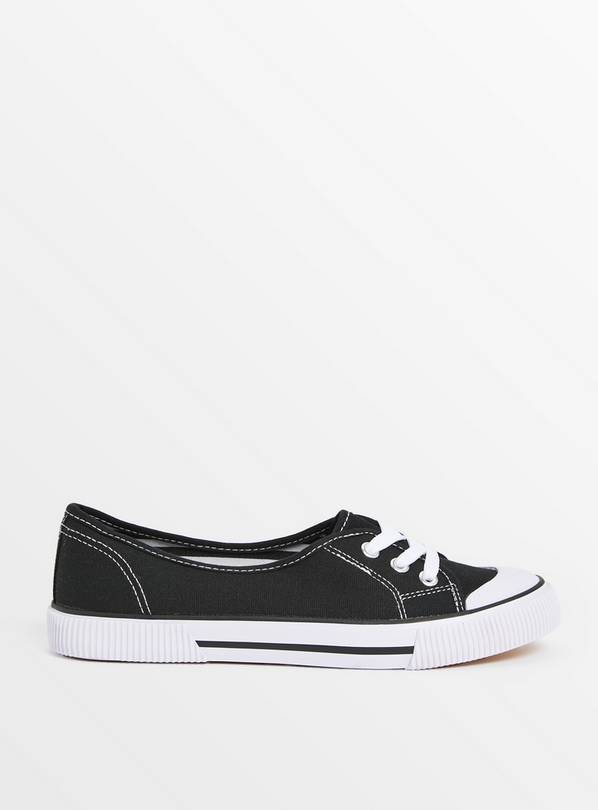 Black Low Lace Canvas Trainers 5