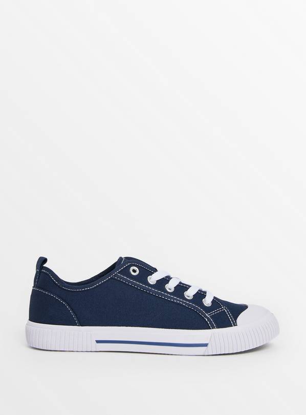 Navy Eyelet Canvas Lace up Trainers 3
