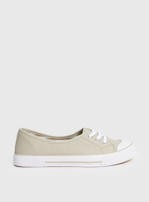 Khaki Low Lace Canvas Trainers 3