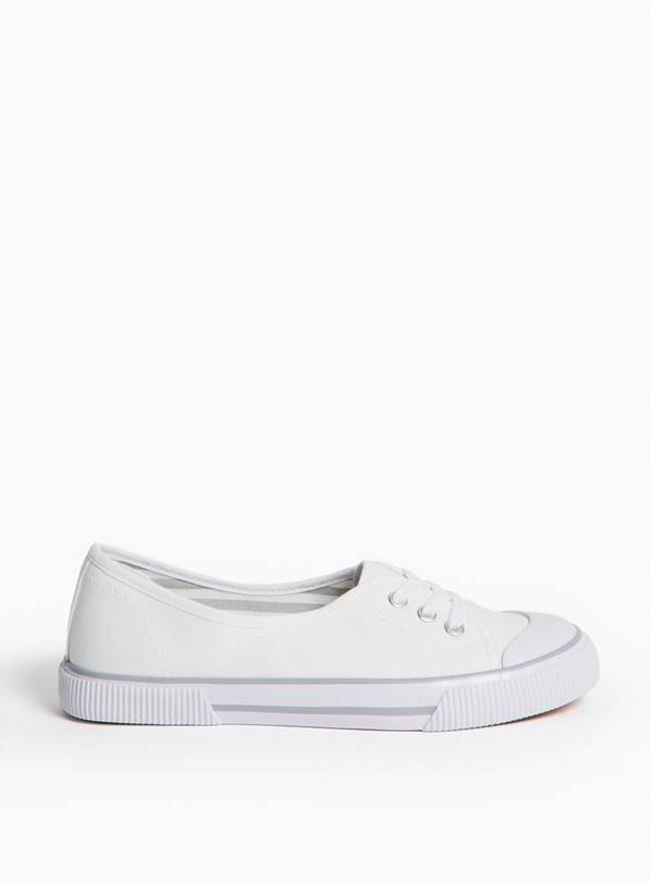 White Low Lace Canvas Trainers 5