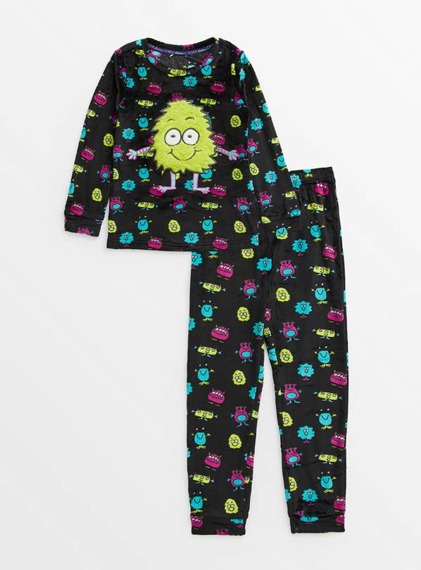 Black Monster Print Slinky Pyjamas 1.5-2 years