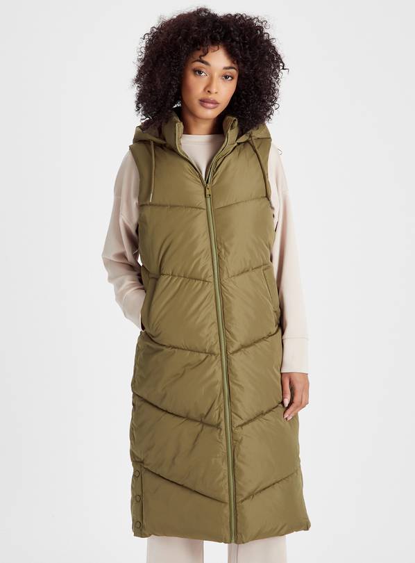 Khaki Quilted Longline Gilet 16