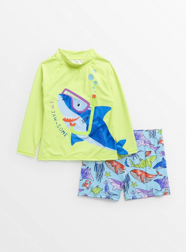 Snorkelling Shark Rash Vest & Swim Shorts 9 years