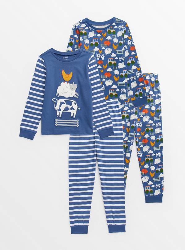 Blue Farm Print Pyjamas 2 Pack 1.5-2 years