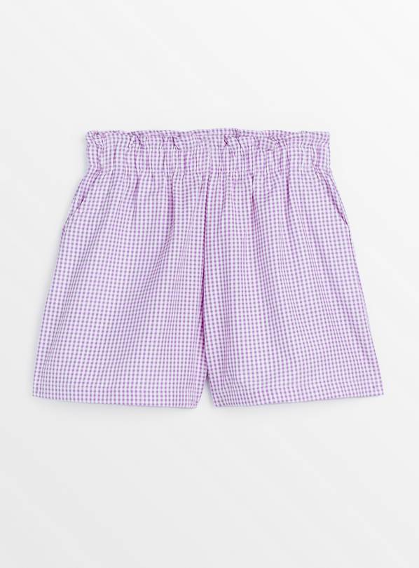 Lilac Gingham School Shorts  6 years