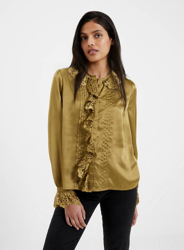 FRENCH CONNECTION Aleeya Satin Lace Detail Blouse XL