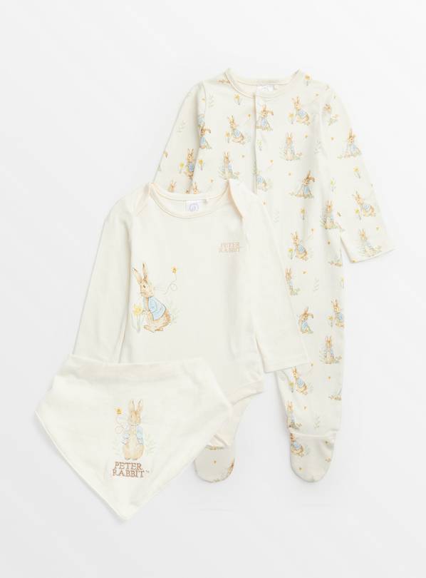 Peter Rabbit Sleepsuit, Bodysuit & Bib 3-6 months