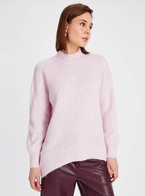 Pink Oversized High Neck Knitted Jumper 12
