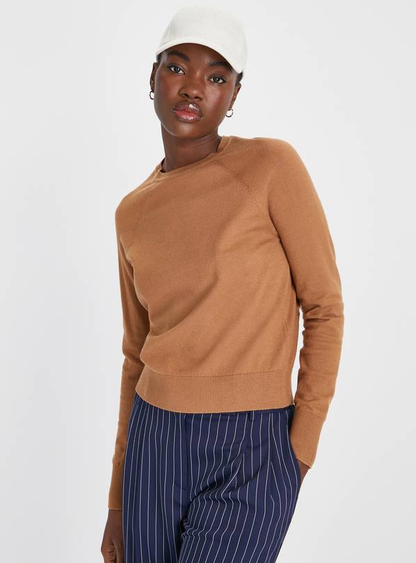 Tan roll outlet neck jumper womens