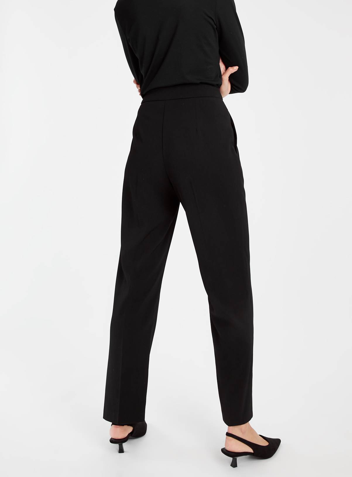Black Pleated Straight Leg Trousers 18R - Image 4