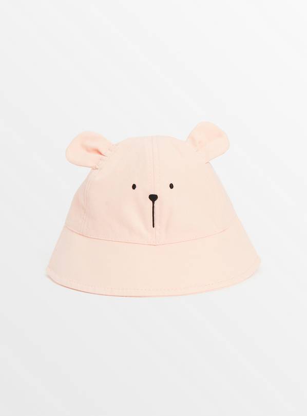 Pink Novelty Bear Bucket Hat Up to 3 mths