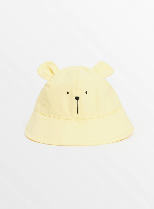 Yellow Novelty Bear Bucket Hat Up to 3 mths