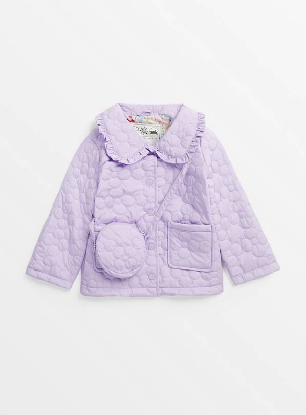 Lilac Quilted Jacket With Bag 1-2 years