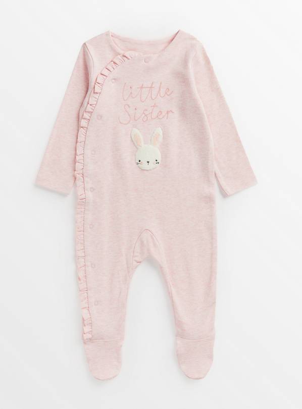 Pink Bunny Little Sister Sleepsuit  Up to 3 mths