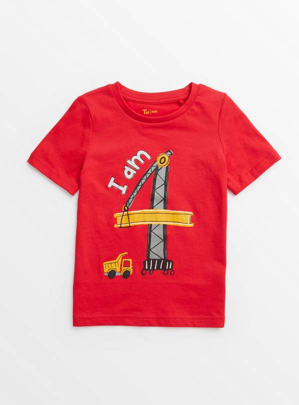 I Am 4 Red Birthday T-Shirt 3-4 years