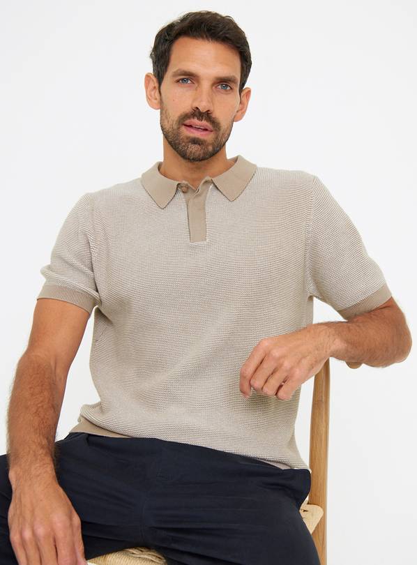 Stone Jacquard Stitch Polo Shirt XXXL