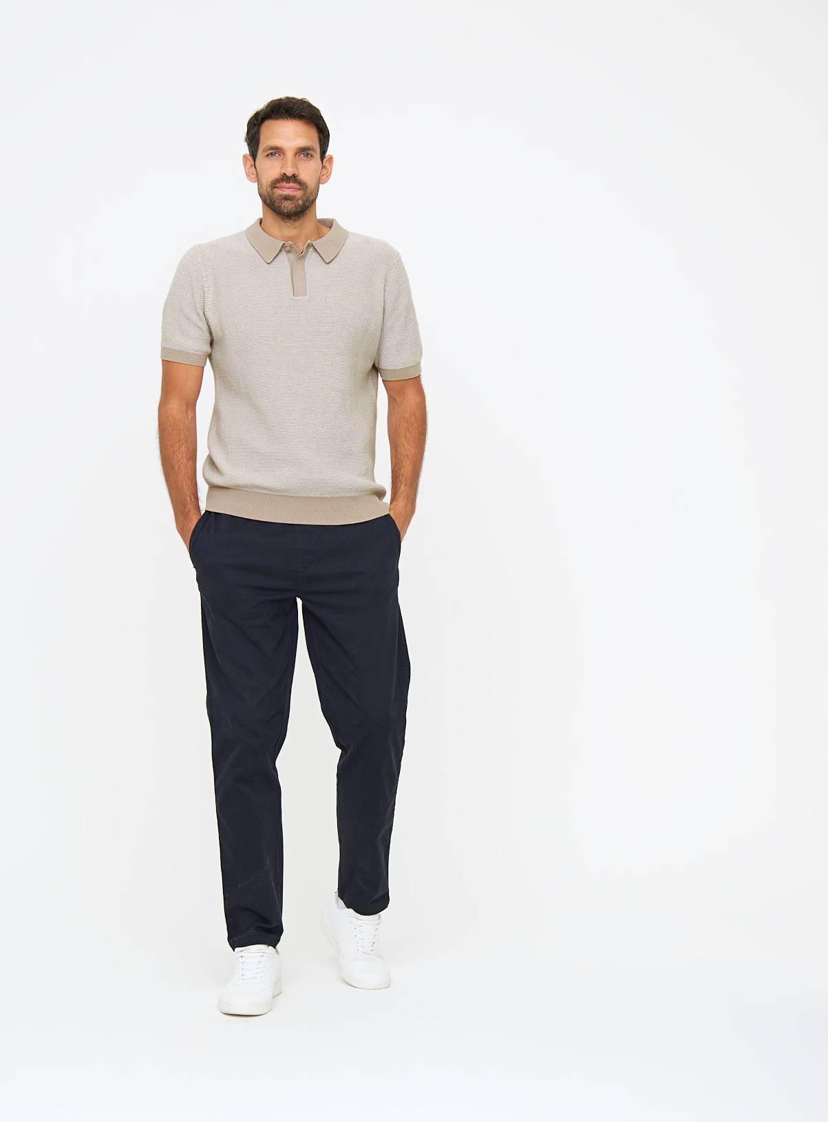 Stone Jacquard Stitch Polo Shirt XXXL - Image 2