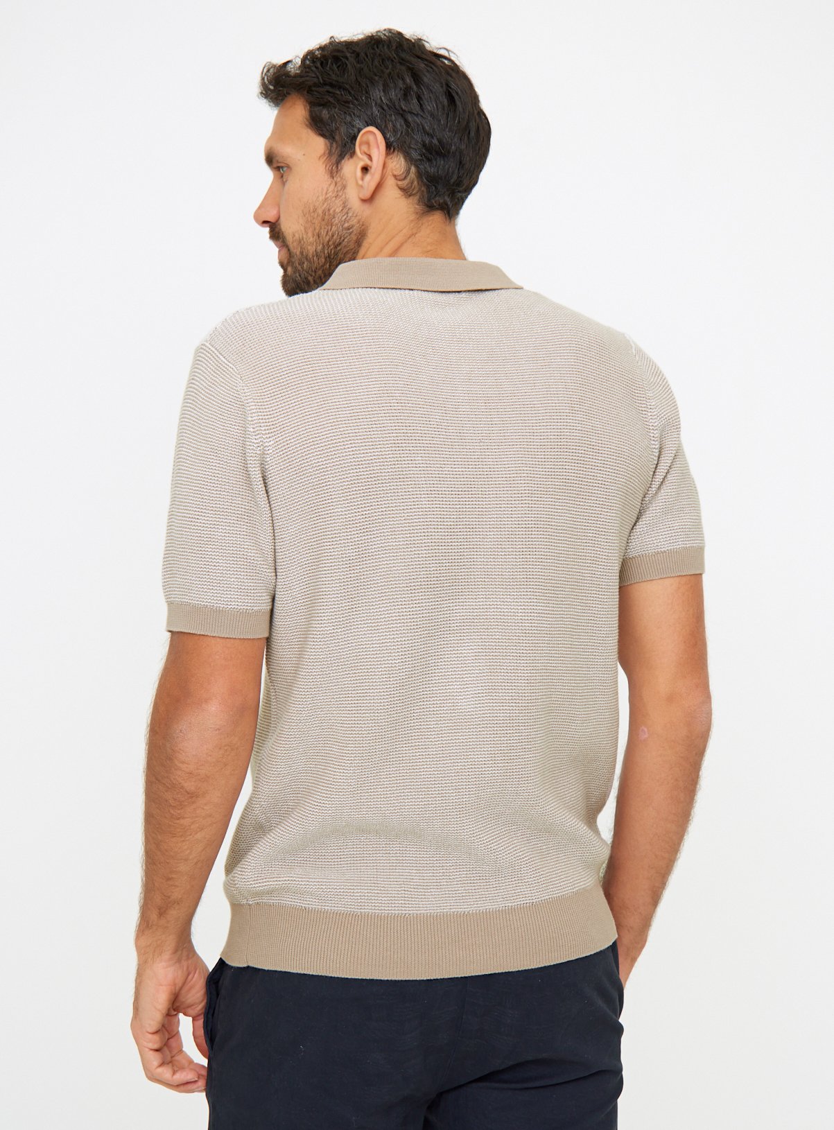 Stone Jacquard Stitch Polo Shirt XXXL - Image 5 thumbnail