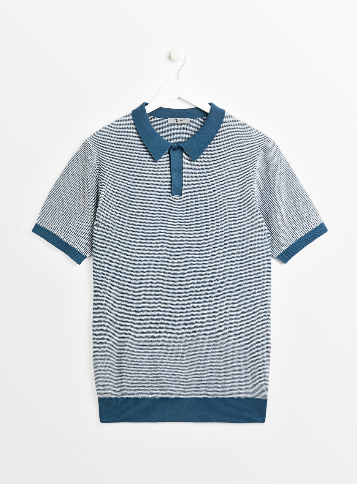 Teal Jacquard Stitch Polo Shirt XL - Image 3 thumbnail