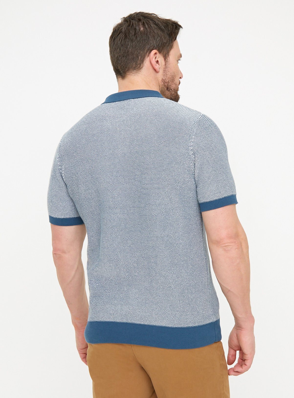 Teal Jacquard Stitch Polo Shirt XL - Image 5 thumbnail