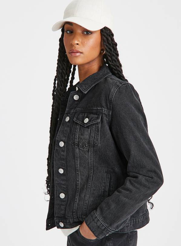 Long black hotsell denim jacket