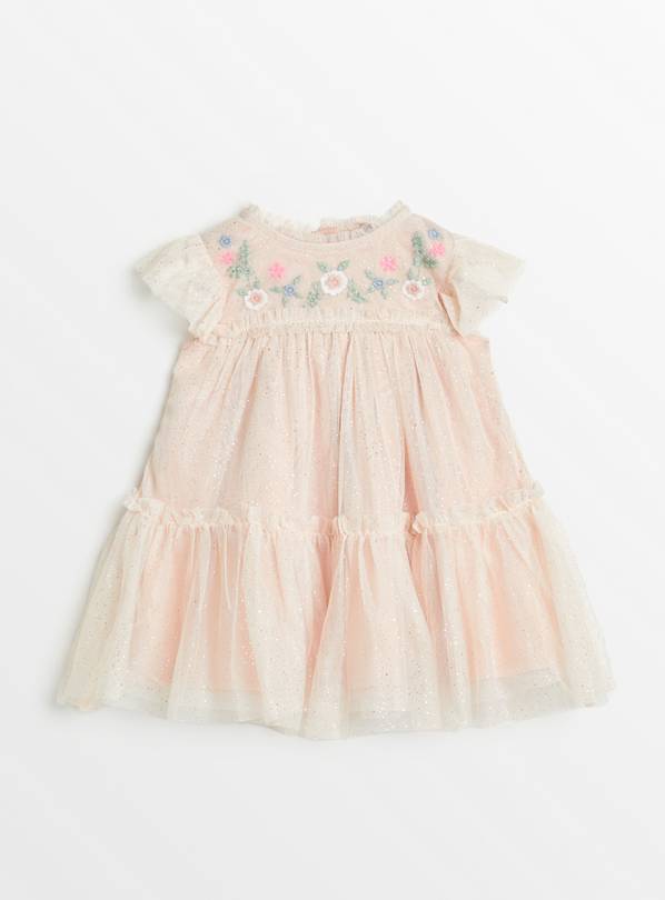 Pink Floral Tulle Party Dress Up to 3 mths