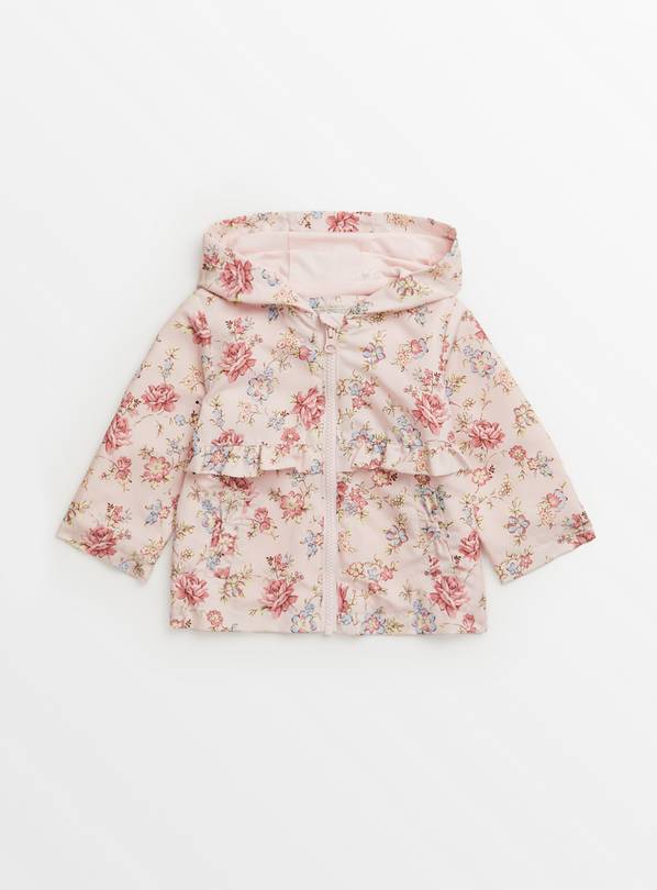 Pink Floral Frilly Mac Up to 3 mths