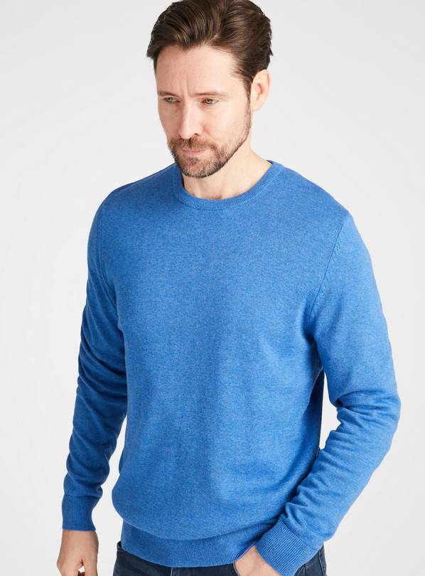 Blue Marl Crew Neck Cotton Jumper XL