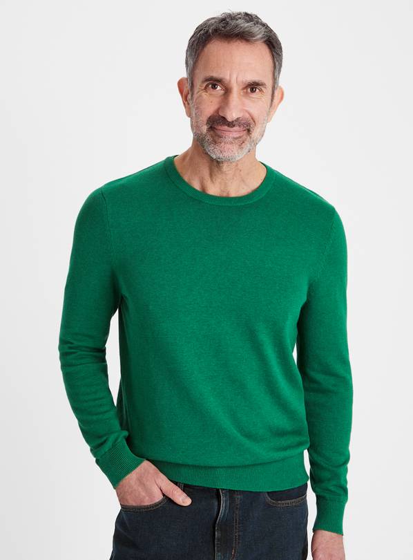 Green Crew Neck Cotton Jumper XXXL