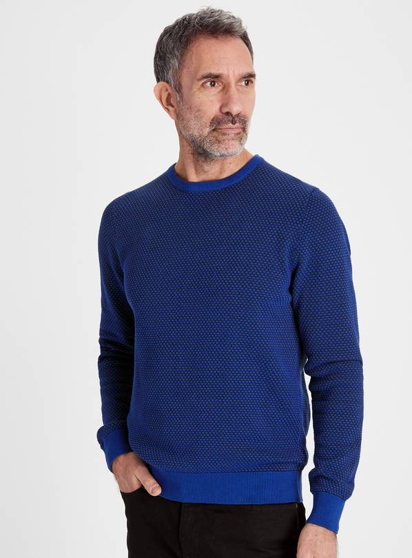 Buy Blue Bubble Stitch Crew Neck Jumper S