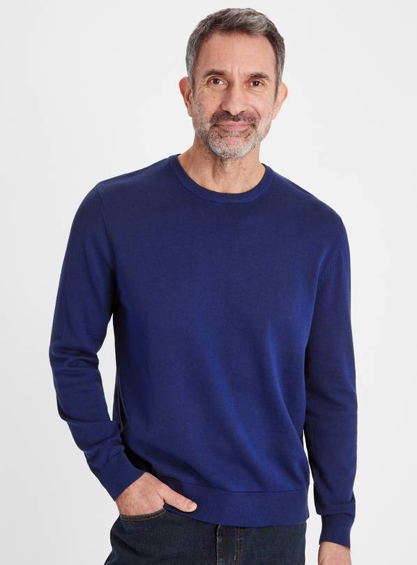 Navy Crew Neck Cotton Jumper XXXL