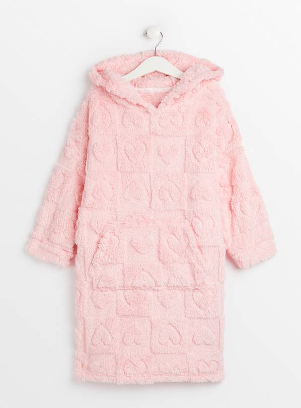Pink Heart Fleece Hooded Blanket 3-4 years