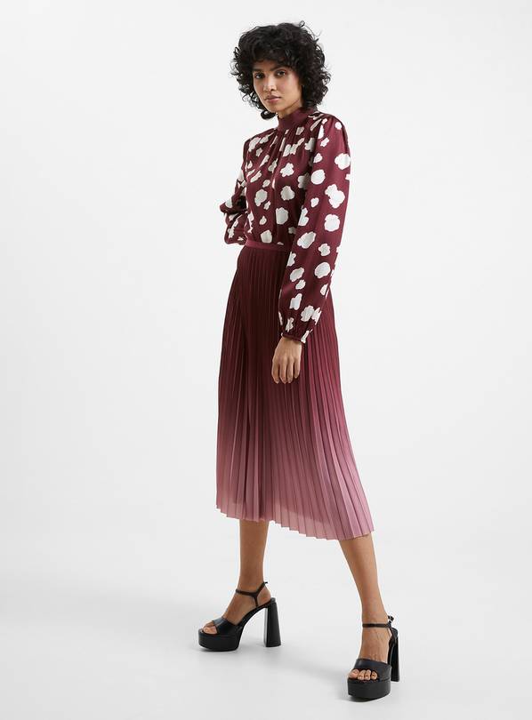 FRENCH CONNECTION Sunburst Crepe Light Pleated Skirt 8