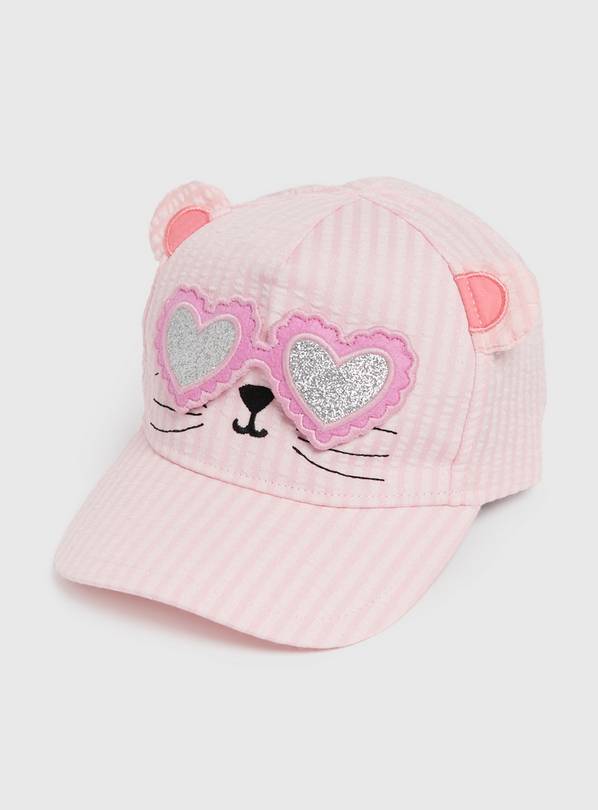 Pink Novelty Cat Sunglasses Cap 3-5 years