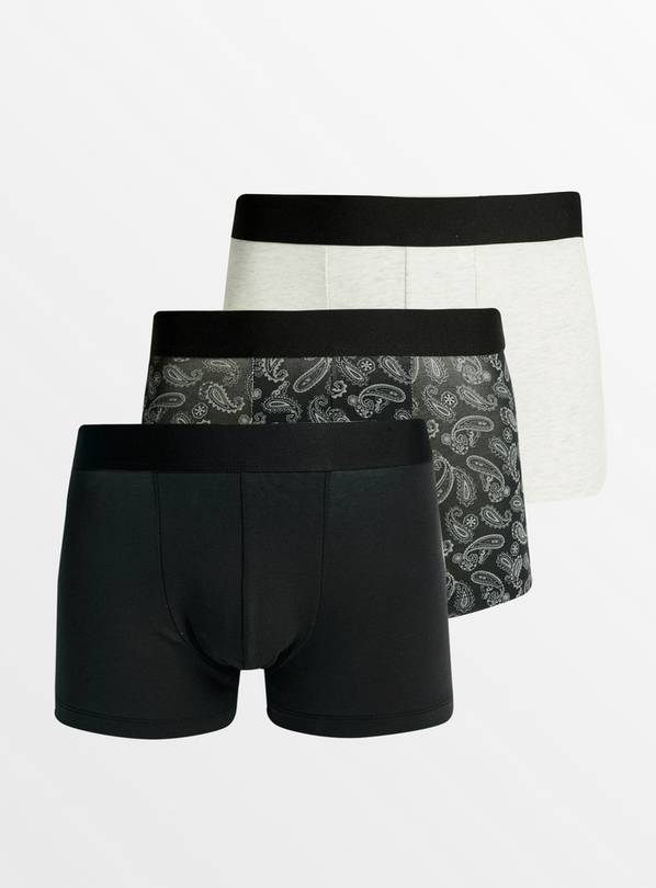 Buy Black Paisley Print Hipsters 3 Pack M | Underwear | Tu