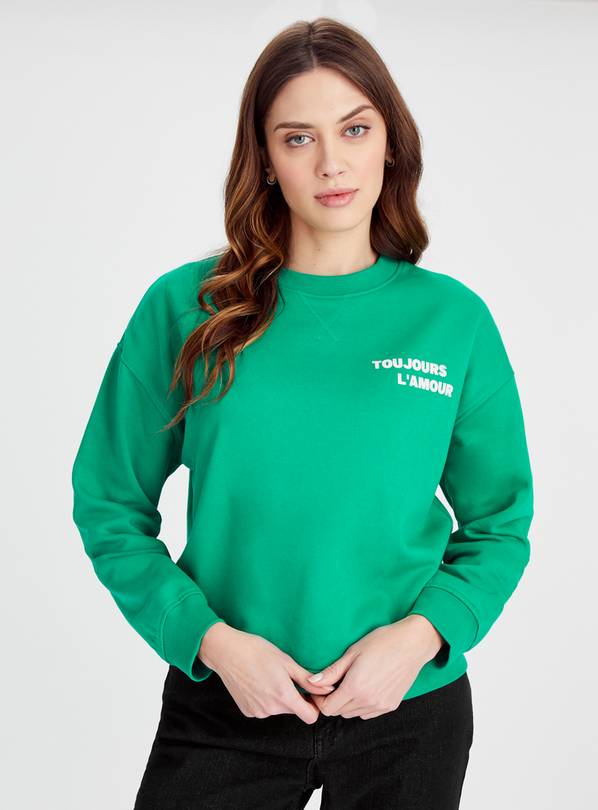 Green Toujours L'Amour Logo Boxy Sweatshirt XL